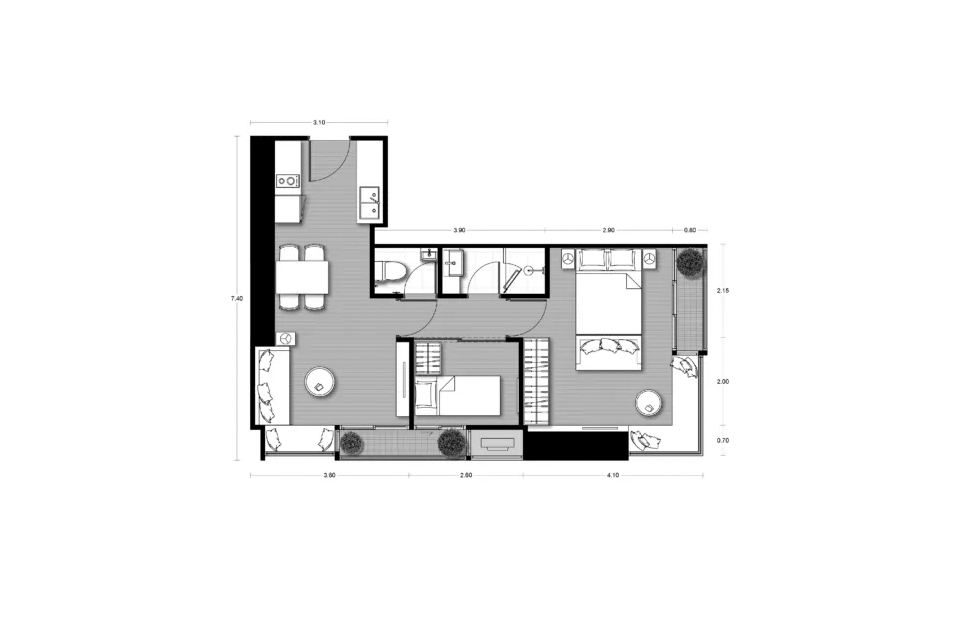 Condominium floor plan, 1 bedroom in Noble Form Thonglor No. 11013